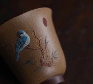 《琴瑟對杯》宜興紫砂壺作品全手工紫泥