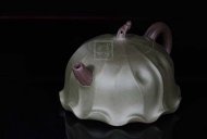 《荷葉》宜興名家紫砂壺工藝美術師手工民國綠，紫泥功夫茶具茶壺家用
