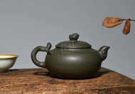 《鳥語花香》宜興紫砂壺高級工藝美術師手工蟹殼青段泥泡茶壺茶具