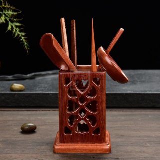 《花梨鏤空四方六君子》紫砂壺全手工茶壺老師花梨木壺 《花梨鏤空四方六君子》紫砂壺全手工茶壺老師花梨木壺