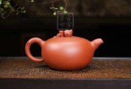 《壽桃》宜興紫砂壺助理工藝美術師手工刻繪紅皮龍泡茶壺具