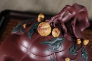 《圣桃》宜興高級工藝美術(shù)師手工紫砂壺圣桃泡茶壺茶具底槽青