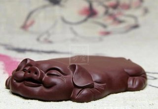《扁福豬壺承》紫砂壺宜興手工茶壺紫泥壺 《扁福豬壺承》紫砂壺宜興手工茶壺紫泥壺