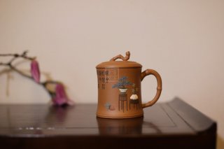 《繁花似景竹節(jié)蓋杯》經(jīng)典紫砂壺宜興全手工泡茶壺茶具降坡泥 《繁花似景竹節(jié)蓋杯》經(jīng)典紫砂壺宜興全手工泡茶壺茶具降坡泥