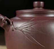 《品竹壺》宜興紫砂壺紫泥助理工藝美術師全手工茶壺茶具