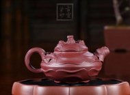 《風卷葵》宜興紫砂壺高級工藝美術師純手工風卷葵底槽青紫砂茶壺