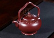 《梵華提梁》純手工高級工藝美術師宜興紫砂創新提梁壺紫泥泡茶壺套壺