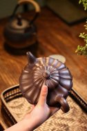 《合菱》宜興紫砂壺高級工藝美術師手工多年80目紫泥合菱泡茶壺茶具