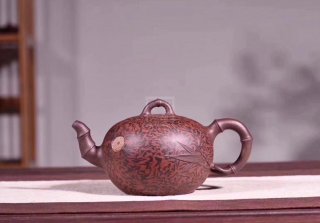 《逍遙竹》宜興紫砂壺工藝美術師純手工紫泥泡茶壺茶具一粒珠 《逍遙竹》宜興紫砂壺工藝美術師純手工紫泥泡茶壺茶具一粒珠