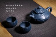 《風卷葵套具》宜興純工藝美術師全手工紫砂壺天青泥壺茶壺風卷葵茶具