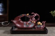 《圣桃》宜興高級工藝美術(shù)師手工紫砂壺圣桃泡茶壺茶具底槽青