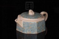 《絞泥獅韻》宜興工藝美術(shù)師手工紫砂壺家用茶壺具套裝本山綠泥六方